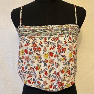 Ecoté Floral Smocked Crop Top Strapless or Cami Boho Cottagecore Large